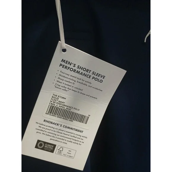 Rhoback PMen's S/S Logo Performance Polo sz M  Blue - Picture 2 of 6